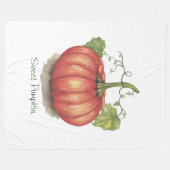 水彩つる植物のかわいいカボチャ フリースブランケット (正面(横))