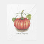 水彩つる植物のかわいいカボチャ フリースブランケット (正面)