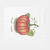 水彩つる植物のかわいいカボチャ フリースブランケット (正面(横))