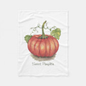 水彩つる植物のかわいいカボチャ フリースブランケット (正面)