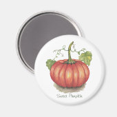 水彩つる植物のかわいいカボチャ マグネット (正面/裏面)