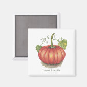 水彩つる植物のかわいいカボチャ マグネット (正面/裏面)