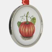 水彩つる植物のかわいいカボチャ メタルオーナメント (右)