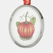 水彩つる植物のかわいいカボチャ メタルオーナメント (左)