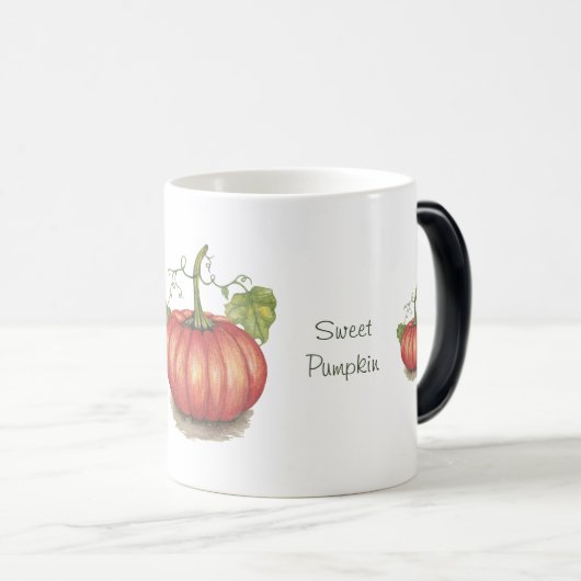 水彩つる植物のかわいいカボチャ モーフィングマグカップ (正面右)