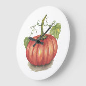 水彩つる植物のかわいいカボチャ ラージ壁時計 (傾斜)