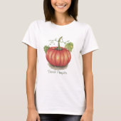 水彩つる植物のかわいいカボチャ Tシャツ (正面)