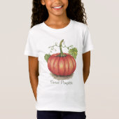 水彩つる植物のかわいいカボチャ Tシャツ (正面)