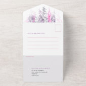 水彩つる植物インディゴピンクパープルミールRSVP オールインワン招待状 (外側)