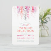水彩つる植物コーラルピンクグリーン夕べ披露宴 招待状 (スタンド正面)