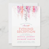 水彩つる植物コーラルピンクグリーン夕べ披露宴 招待状 (正面)