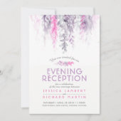 水彩つる植物パープルピンク夕べ披露宴 招待状 (正面)