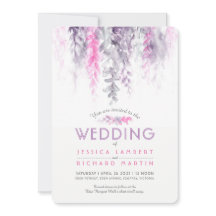 水彩つる植物ピンク紫グレー結婚ズ