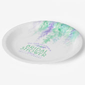 水彩つる植物フローラグリーンパープルブライダルシャワー ペーパープレート (アングル)