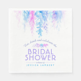 水彩つる植物フローラブルーパープルブライダルシャワー スタンダードランチョンナプキン