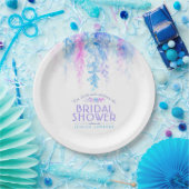 水彩つる植物フローラブルーパープルブライダルシャワー ペーパープレート (パーティー)