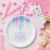 水彩つる植物フローラブルーパープルブライダルシャワー ペーパープレート (パーティー)