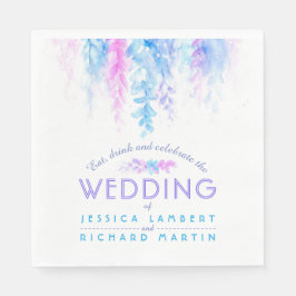 水彩つる植物フローラブルーパープル結婚ズのナプキン スタンダードランチョンナプキン