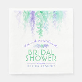 水彩つる植物フローラ紫グリーンブライダルシャワー スタンダードランチョンナプキン