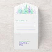 水彩つる植物ブルーグリーンミールRSVP オールインワン招待状 (外側)