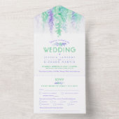 水彩つる植物ブルーグリーンミールRSVP オールインワン招待状 (内側)