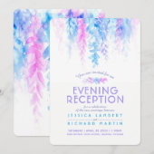 水彩つる植物ブルー垂直夕べ披露宴 招待状 (正面/裏面)