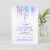 水彩つる植物ブルー垂直夕べ披露宴 招待状 (スタンド正面)