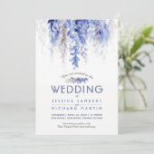 水彩つる植物冬のウェディングブルーグレー 招待状 (スタンド正面)
