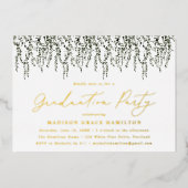 水彩つる植物卒業パーティー 箔招待状 (正面)