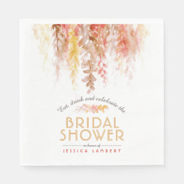 水彩つる植物秋褐炭ブライダルシャワー スタンダードランチョンナプキン