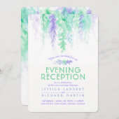 水彩つる植物紫グリーン夕べ披露宴 招待状 (正面/裏面)