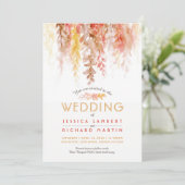 水彩つる植物茶色オレンジ赤秋の結婚式 招待状 (スタンド正面)