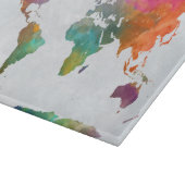 水彩でのワールドマップ カッティングボード (角)
