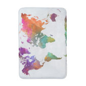 水彩でのワールドマップ バスマット (正面縦)
