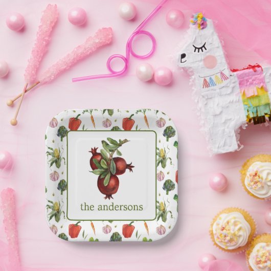 水彩でザクロオーガニックンを生成 ペーパープレート (パーティー)