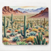 水彩で咲く砂漠 マウスパッド (正面)