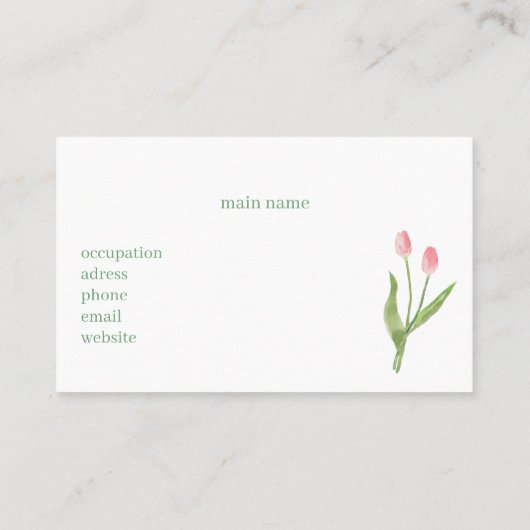 水彩で描いたピンクのチューリップ　名刺 名刺 (裏面)