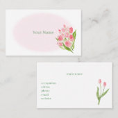 水彩で描いたピンクのチューリップ　名刺 名刺 (正面/裏面)