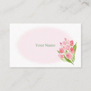 水彩で描いたピンクのチューリップ　名刺 名刺