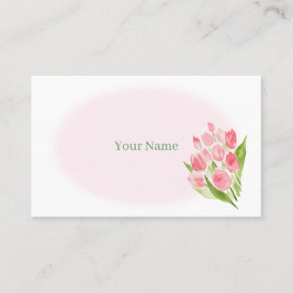 水彩で描いたピンクのチューリップ　名刺 名刺