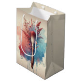 水彩で滴るペイントブラシの花束 ミディアムペーパーバッグ (正面アングル)