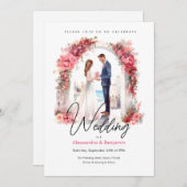 水彩で結婚式の日 |結婚式招待状 招待状 (正面/裏面)