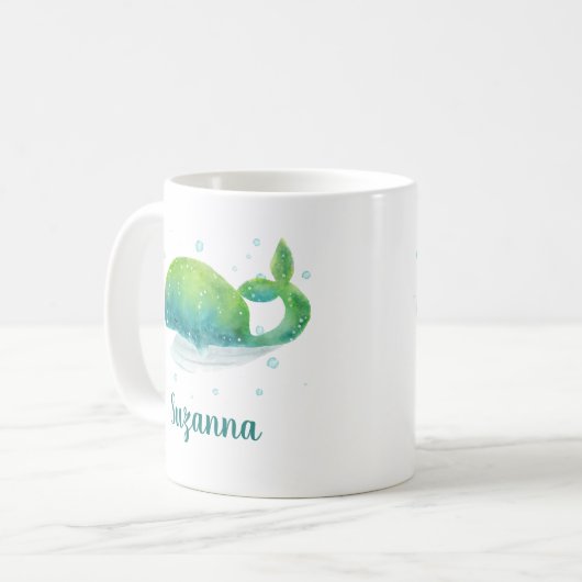 水彩という名のかわいいクジラ コーヒーマグカップ (正面左)