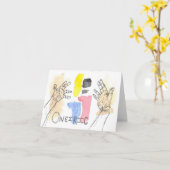 水彩とインクの手と言葉のグリーティングカード カード (黄色い花)