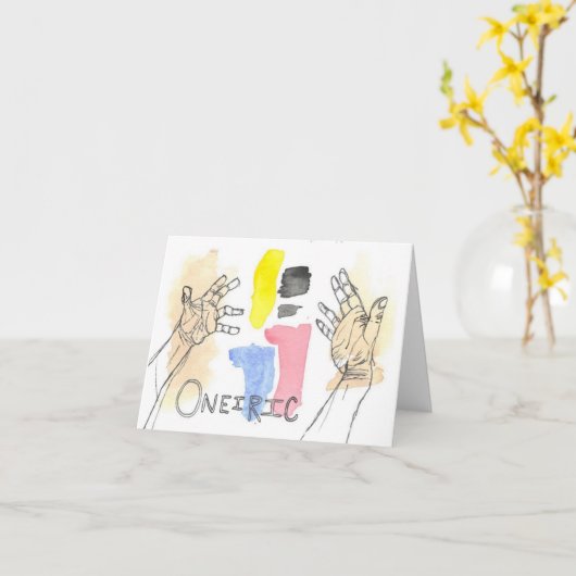 水彩とインクの手と言葉のグリーティングカード カード (黄色い花)