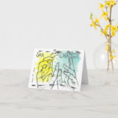 水彩とインクの手と言葉のグリーティングカード カード (黄色い花)