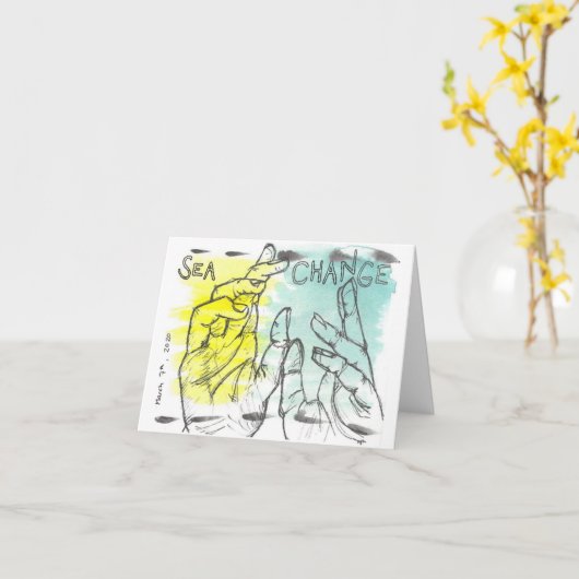 水彩とインクの手と言葉のグリーティングカード カード (黄色い花)