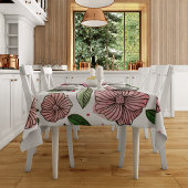 水彩とインクの花 – ピンクと緑 テーブルクロス