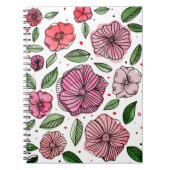 水彩とインクの花 – ピンクと緑 ノートブック (正面)
