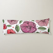 水彩とインクの花 – ピンクと緑 ボディピロー (裏面)